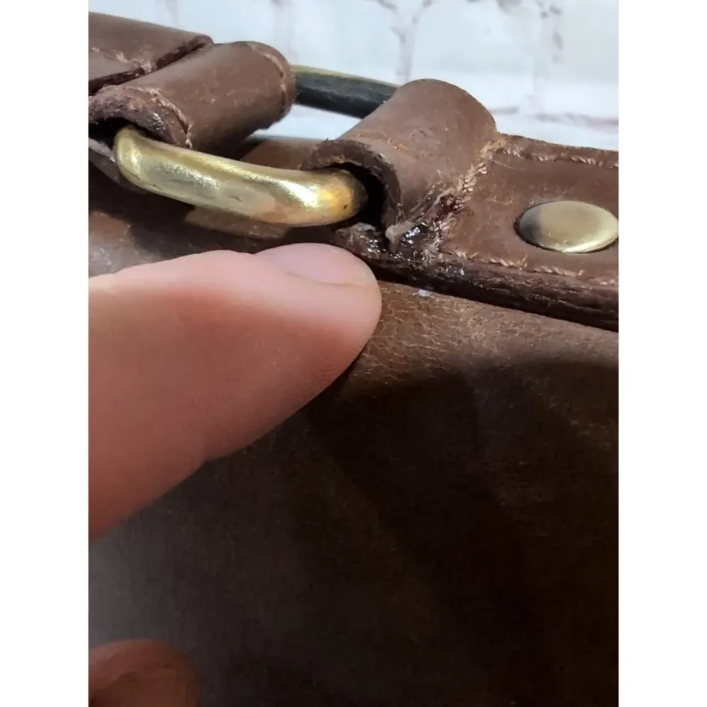 The Leather Farm Buffalo Leather Briefcase Organizer Messenger Bag Magnetic Flap